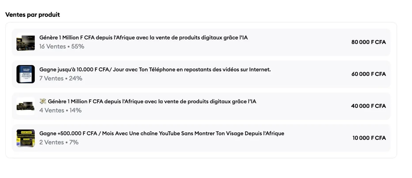 Capture d'écran des ventes générées par la campagne email d'Ibrahim